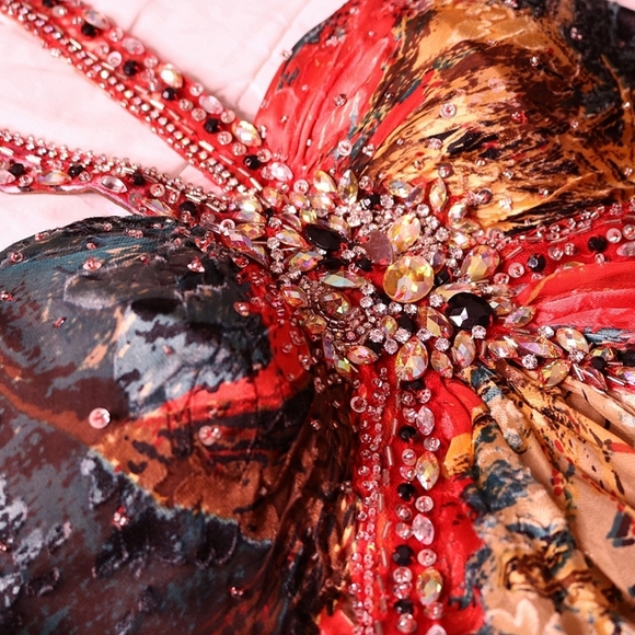 Stunning Tony Bowls / Mon Cheri Evening Gown,Boho Wedding, Prom, Pageant Dress - Picture 11 of 16